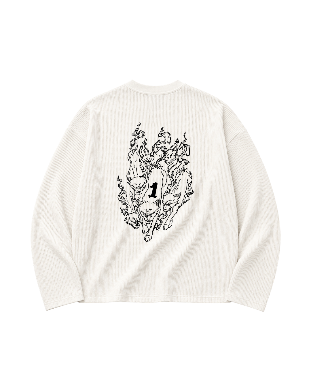 YORAKU – DIVINE DOGS WAFFLE TEE (玉犬 · Gyokuken)