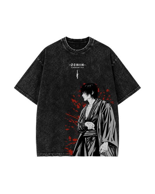 Toji Silent Reaper acid-wash tee — Jujutsu Kaisen streetwear by Yoraku