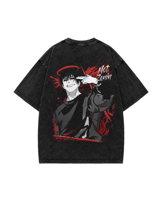 Toji Fushiguro Not Zenin acid-wash tee — Jujutsu Kaisen streetwear by Yoraku