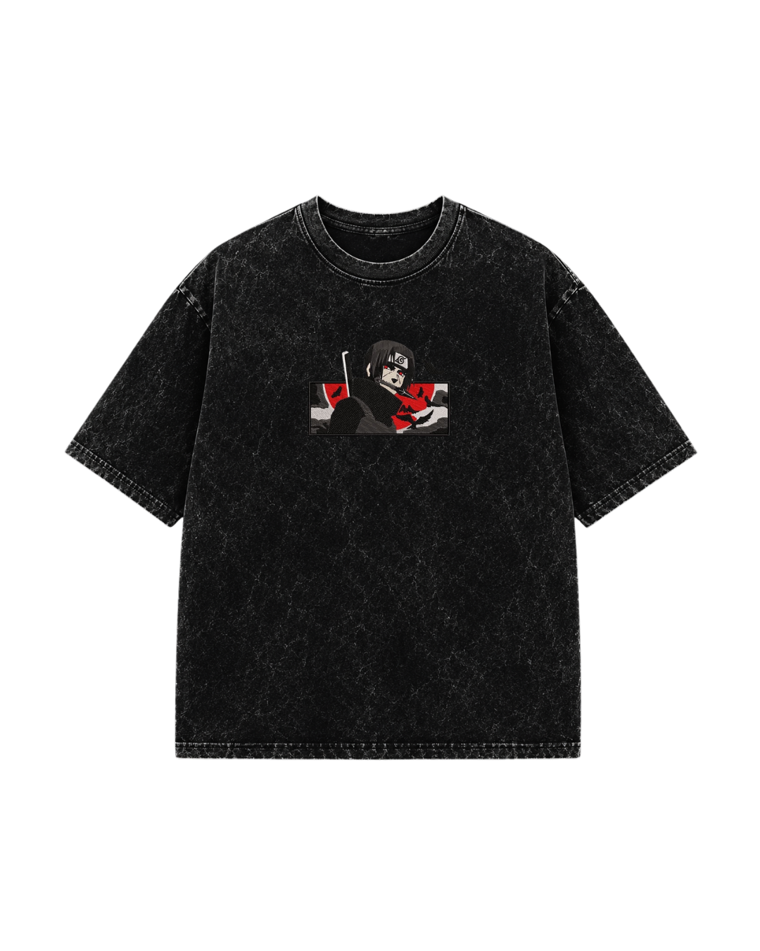 YORAKU – EMBROIDERED BLOOD MOON TEE (ITACHI · イタチ)